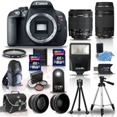 anon EOS T5i SLR Camera + 4 Lens Kit 18-55 STM +75-300 mm + 24GB TOP VALUE KIT!