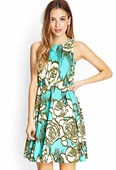 Abstract Rose Skater Dress