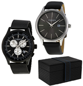 Akribos Black Dial Mens Two Watch Set AK737-1