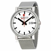 Mondaine Swiss Railways Evo White Dial Stainless Steel Mesh Mens Watch A6273030311SBM