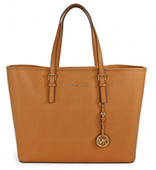 MICHAEL KORS Saffiano Leather Medium Travel Tote - Peanut