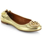 Tory Burch Reva Crackled Metallic Leather Ballet Flats