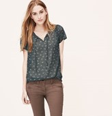PETITE PETAL PRINT TIE NECK TOP