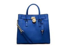 Michael Kors Hamilton Large North/South Sapphire Tote with MK Logo Charm!