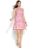 INC International Concepts Printed Illusion Flare Dress