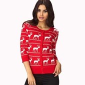 Reindeer 3/4 Sleeve Cardigan