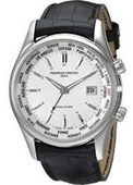 Frederique Constant Men's FC255S6B6 Classic Silver Dual Time Zone Dial Watch