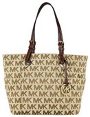 Michael Kors Jet Set Signature Logo Tote Handbag in Mocha - Tan