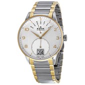 Edox Les Vauberts Silver Dial Two Tone Stainless Steel Mens Watch