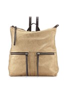 Neiman Marcus Made in Italy Slouchy Metallic Backpack, Gold/Tmoro