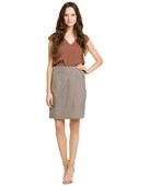 Brunello Cucinelli Taupe Asymmetric Pleat Skirt