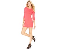 GUESS Three-Quarter-Sleeve Cutout Body-Con Dress