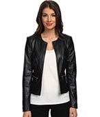 Calvin Klein Solid PU Jacket w/ Zipper Closure & Zipper Detail