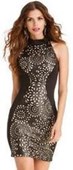 LASER CUTOUT FAUX LEATHER DRESS