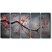 'Winter Plum' 5-piece Oil Hand Painted Canvas Art Set