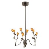 9-Light Dark Bronze Amber Tulip Chandelier