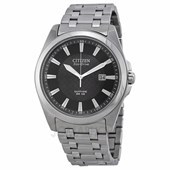 Citizen Corso Eco Drive Black Dial Stainless Steel Mens Watch BM7100-59E