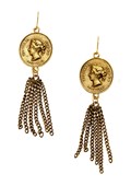 YOCHI DESIGNS Coin Fringe Earrings