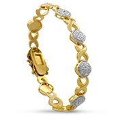 PLATINUM OVERLAY DIAMOND HEART BRACELET, 6.5 INCHES 