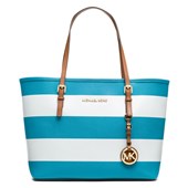 Michael Kors Jet Set Stripe Small Travel Tote in Summer Blue / White