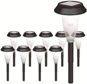 Solar Powered Bright Black and White Garden Pathway Light (10-Piece)