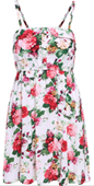 White Spaghetti Strap Buttons Floral Dress